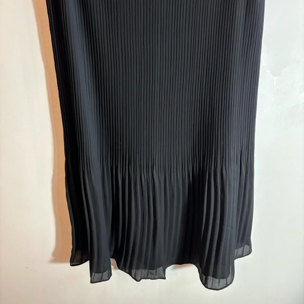 MEIREA FASHION Sz M Micro Pleated Bodice Midi Pleats Ruffle Shift Flowy Dress - Picture 5 of 10